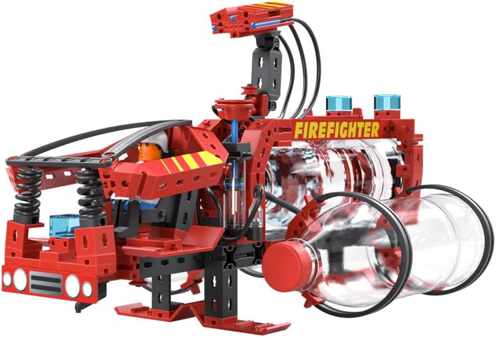 fischertechnik 564069 Advanced Firefighter – Bausatz für Kinder ab 7 Jahre, Experimentierbaukasten mit Feuerwehrauto & Spritzfunktion, elősegíti a műszaki megértést, Schwarz, Mittel