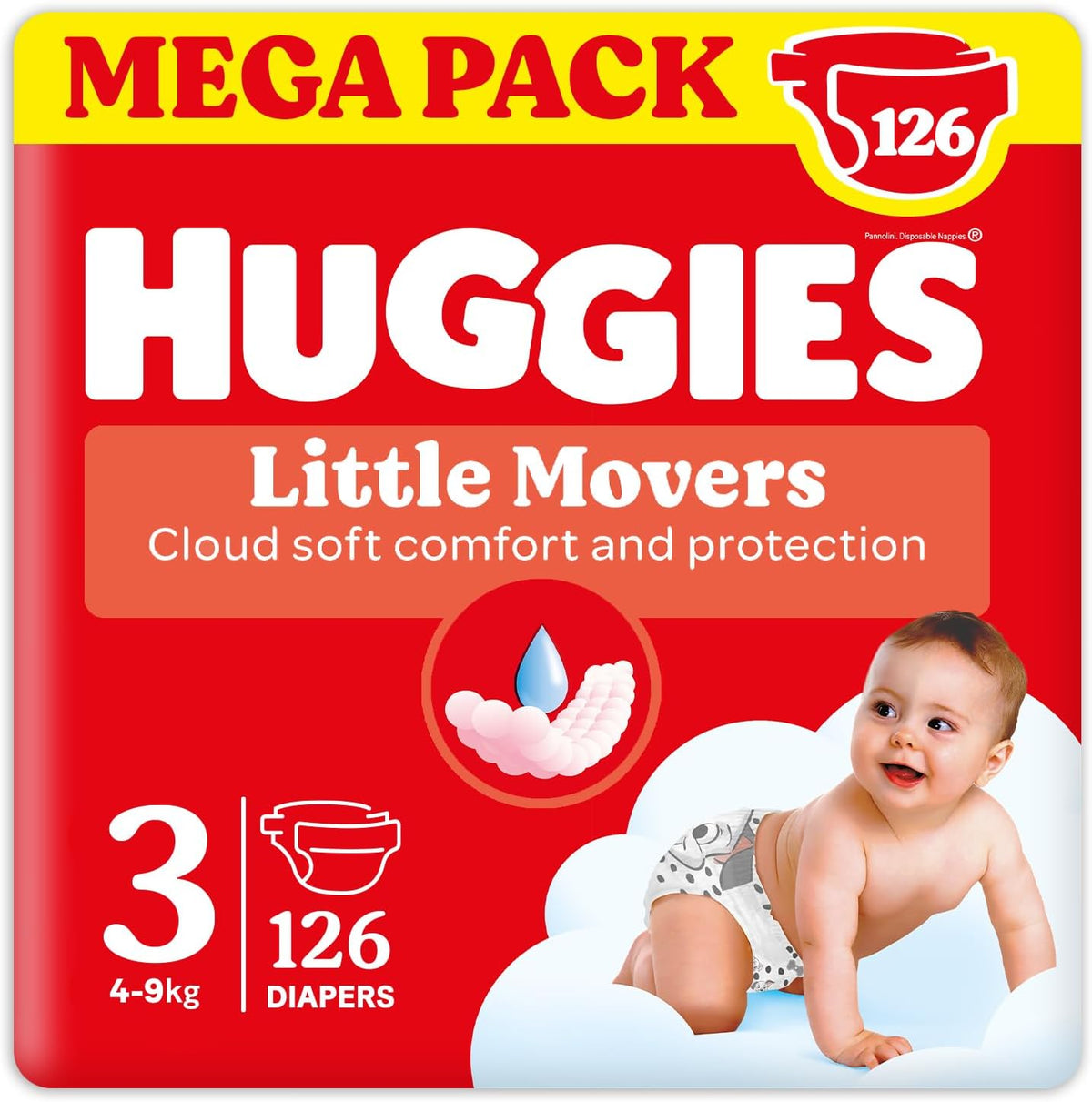 Huggies Ultra Comfort/Little Movers pelenkák, 3-as méret (4-9 kg), Disney Design, nedvszívó, teljes védelem, 126 darab