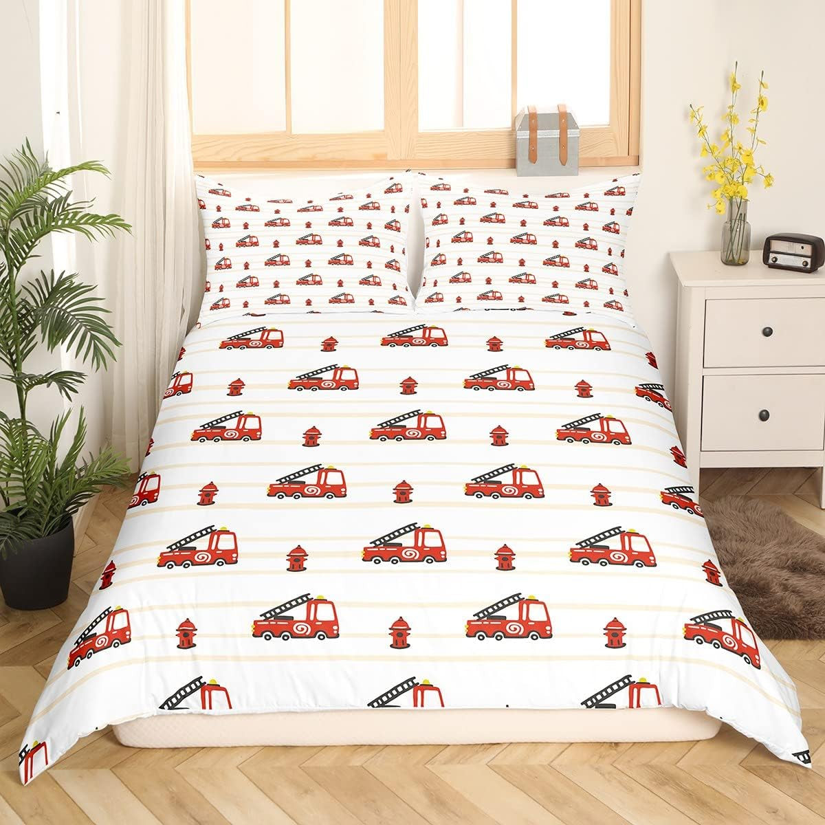 Jungen Cartoon Auto Bedtuchen Set 135X200,Kinder Bau Fahrzeuge Tröster Abdeckung Für Kind Kleinkind Teens,Dinosaurier Bettbezug,Traktor Maschinerie Bagger Bettdecke Abdeckung,Lkw Autos Bedtuchen Naty Shop Multi 1*8*020*8*8+