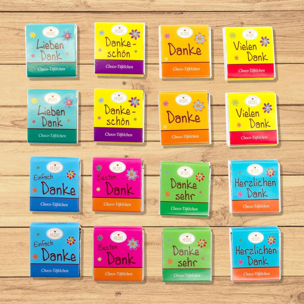 Heidel Thank You tejcsokoládé szeletek 3x80g, 16 db 5g-os miniszelet csomagonként, Különféle köszönetnyilvánítások, Kiváló ajándékötlet