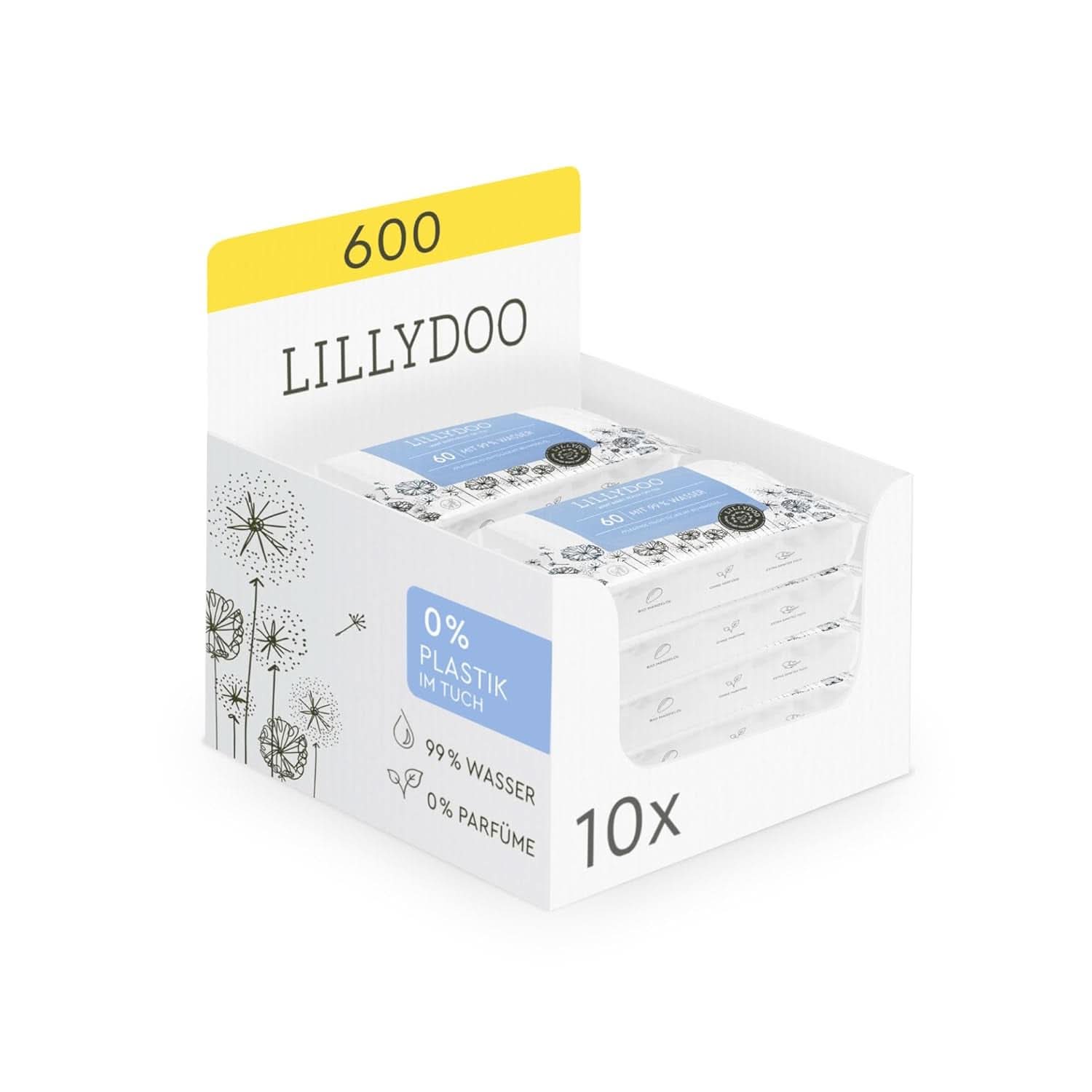 LILLYDOO Baby Feuchttücher Mit 99% Wasser, 10 X 15 Stück (150 Feuchttücher), 100% Plastikfreies Tuch, Ohne Parfüme & Mild Wie Watte Und Wasser (FSC Mix) Servetele Umede Bebelusi Naty Shop 60 Stück (10Er Pack)