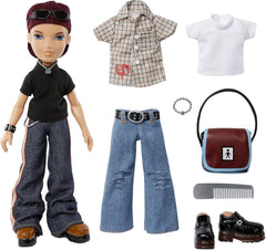Bratz 20 Special Edition Modepuppe Cameron-Holografische Verpackung & Poster-Sammelpuppe-20 Yearz Motiv, Fan-Liebling Neuauflage von 2001-Mit 2 Outfits, Schuhen, Tasche & Mehr