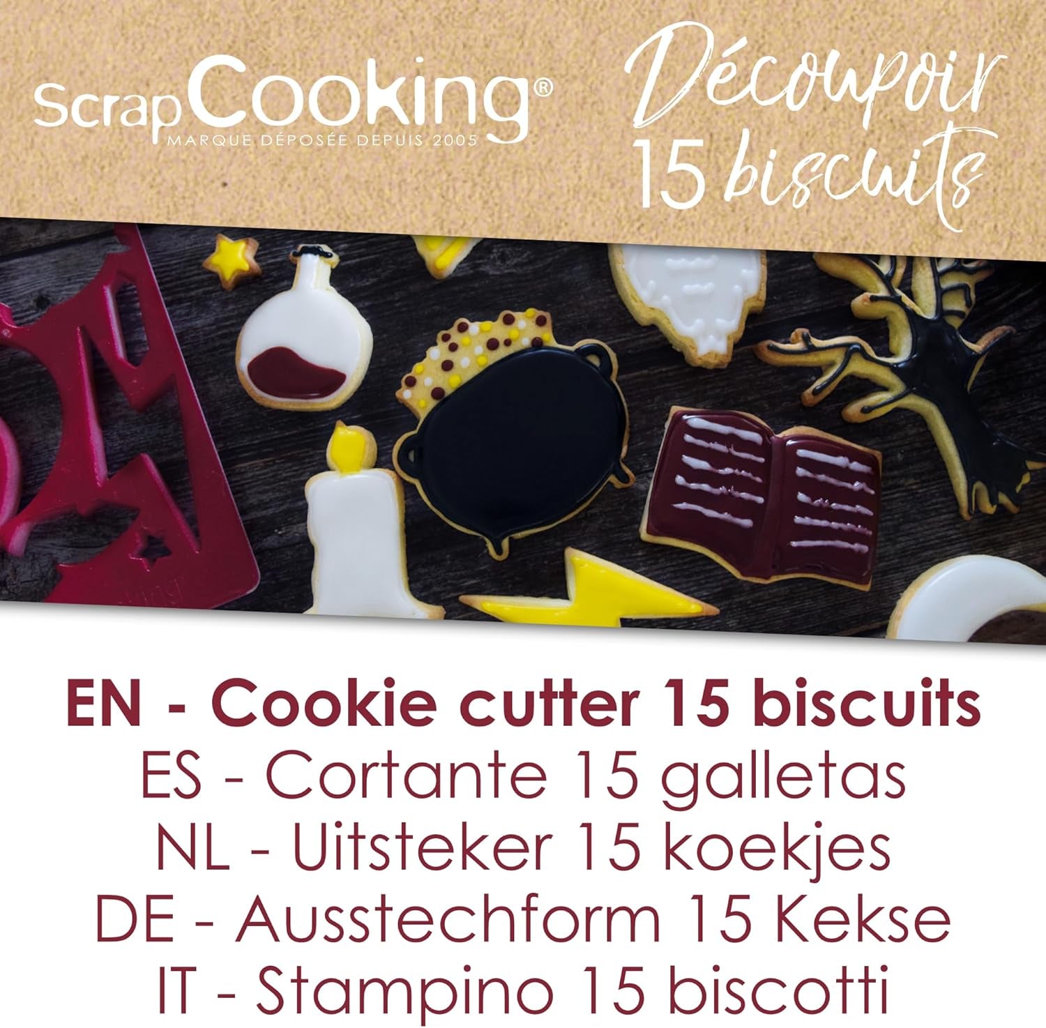 RECIPIENTE DE GĂTIT - Formă de tăiat fursecuri, Wizard – Tavă de copt cu forme pentru fursecuri, shortbread, decorațiuni 2066