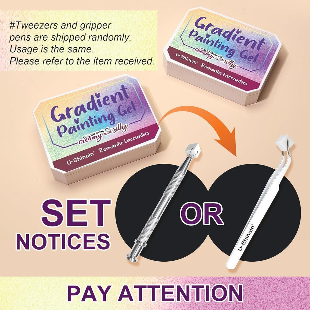 Gradient Painting Gel, 12 Colors Ombre Gel Nail Polish with 100Pcs Nail Sponges & 4 Claws Metal Grabber for French Manicure DIY Nail Art,Set I