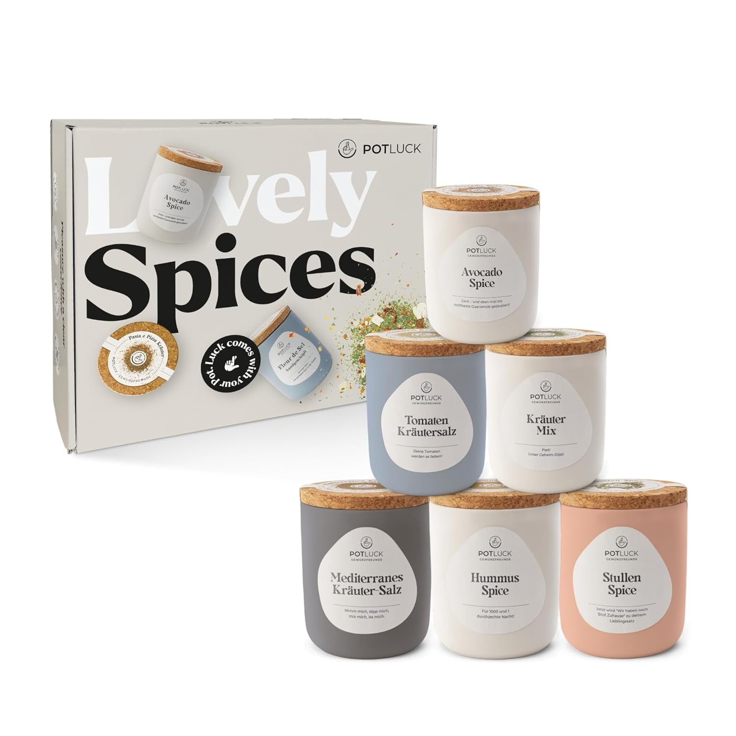 Potluck | Salad Lover 6er készlet | Gewürzmischungen im Keramiktopf | Vegán, gluténmentes és természetes alapanyagokból