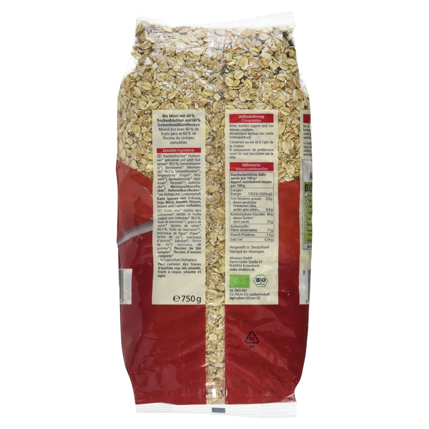 Müzli bio gyümölcsökkel, 750g