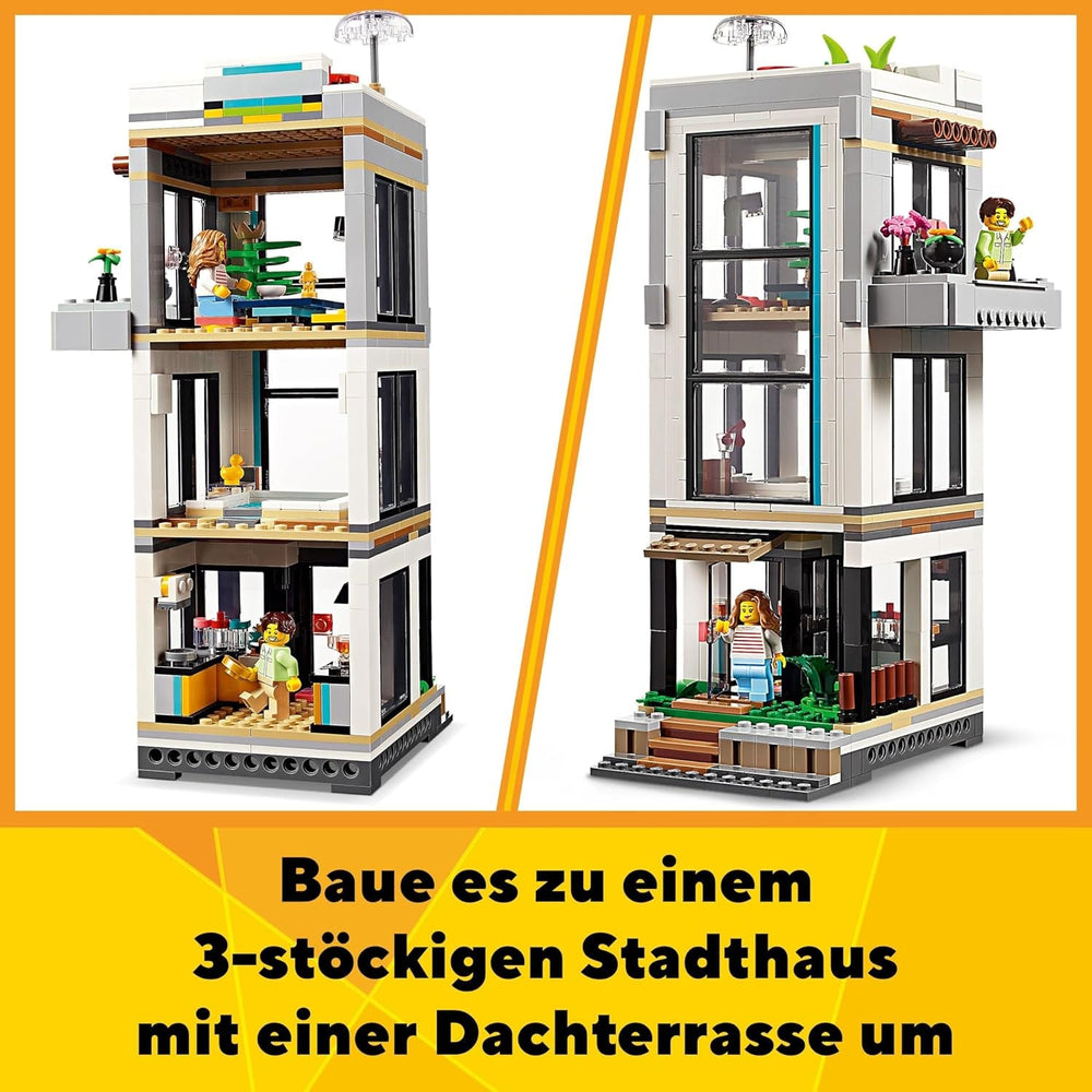 LEGO Creator Modern House, set 3 în 1 pentru a converti într-o casă de oraș sau o cabană în pădure, model de casă, idee de cadou pentru băieți și fete de la 9 ani, jucărie educativă 31153 Seturi de constructie Besuche den LEGO-Store