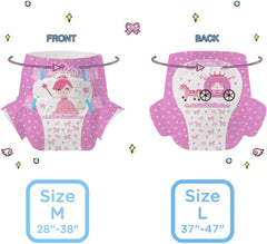 CutiePlusU felnőtt pelenkák, 10 darab, eldobható inkontinencia bugyi lepedővel nőknek és férfiaknak, maximális nedvszívó képesség éjszaka - kis hercegnő (nagy méret 94-119 cm)