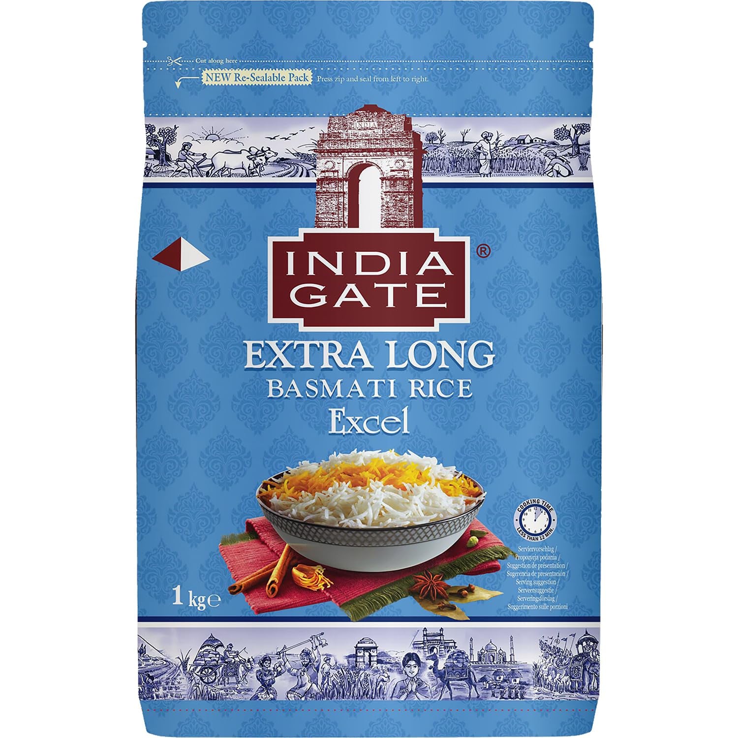 INDIA GATE Premium Basmati Rice – Hosszú szemű finom, aromás rizs Indiából, finom hosszú szemű (1 x 5 kg)