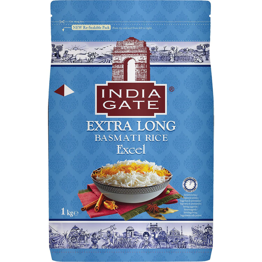 INDIA GATE Premium Basmati Rice – Hosszú szemű finom, aromás rizs Indiából, finom hosszú szemű (1 x 5 kg)
