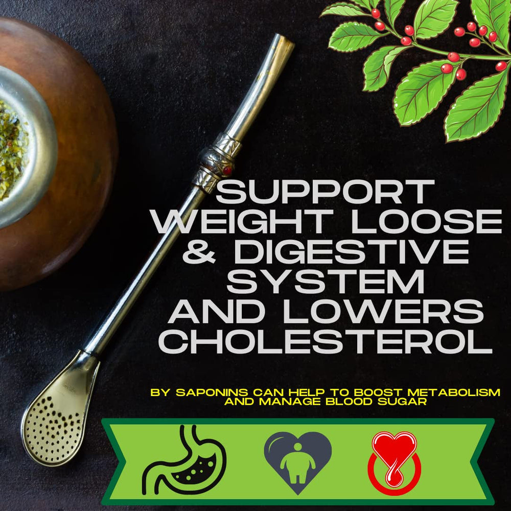 Yerba  „Potente” 400 G | Ceai Mate brazilian cu scoarță de Catuaba, rădăcină de ginseng siberian, scoarță de Lapacho și Muira Puama | Ingrediente naturale | Frunze verzi de Mate