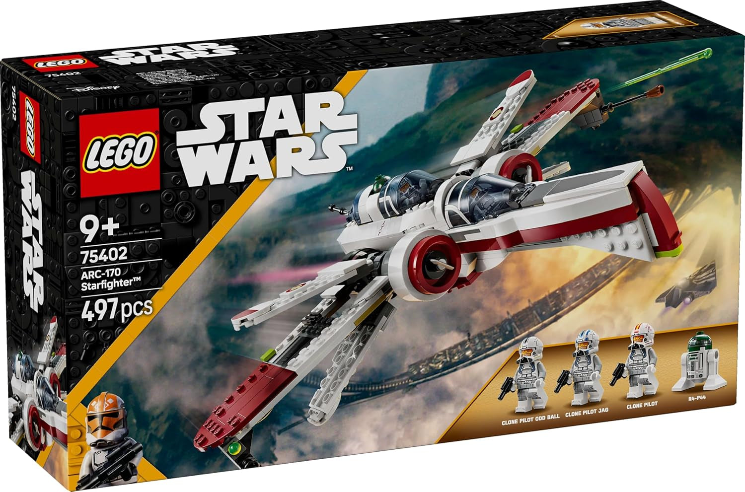 LEGO Star Wars 75402 ARC-170 Starfighter játék 4 minifigurával, beleértve a klónpilótát és az R4-P44 droidot, gyűjtői tárgyat, ajándékot a Sith-rajongók bosszújához, valamint 9 évesnél idősebb fiúk és lányok építőkészletei Beuche den LEGO-Store