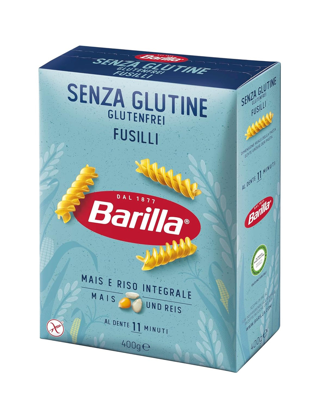 Gluténmentes Barilla Fusilli tészta finom kukoricából és rizsből - tökéletes cöliákiában vagy gluténérzékenységben szenvedőknek 400g