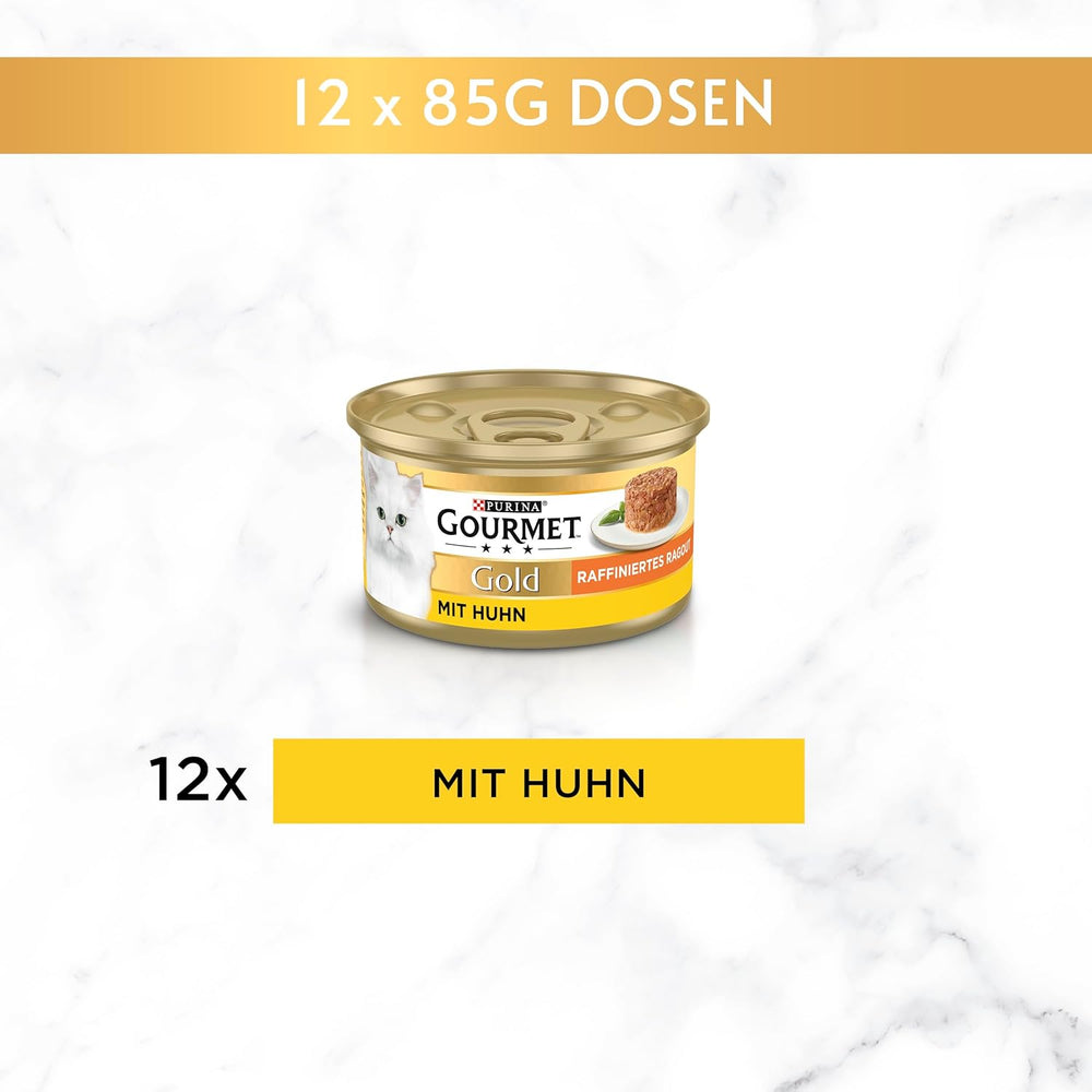 Hrană umedă pentru pisici Gourmet Gold Refined Ragout cu pui, pachet de 12 (12 x 85g)