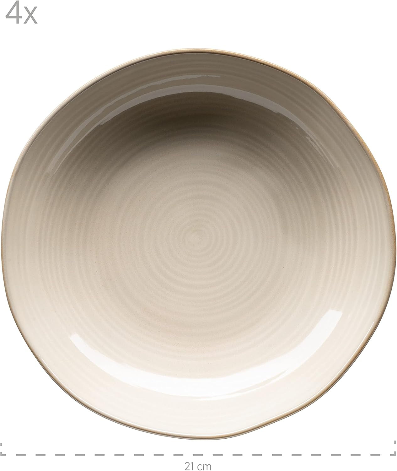 MÄSER 931371 Serie Nottingham Vintage Teller-Set Für 4 Personen, 8-Teiliges Tafelservice Mit Speiseteller Und Suppenteller Im Unregelmäßig Runden Retro Look, Steinzeug, Beige Seturi vesela masa Naty Shop