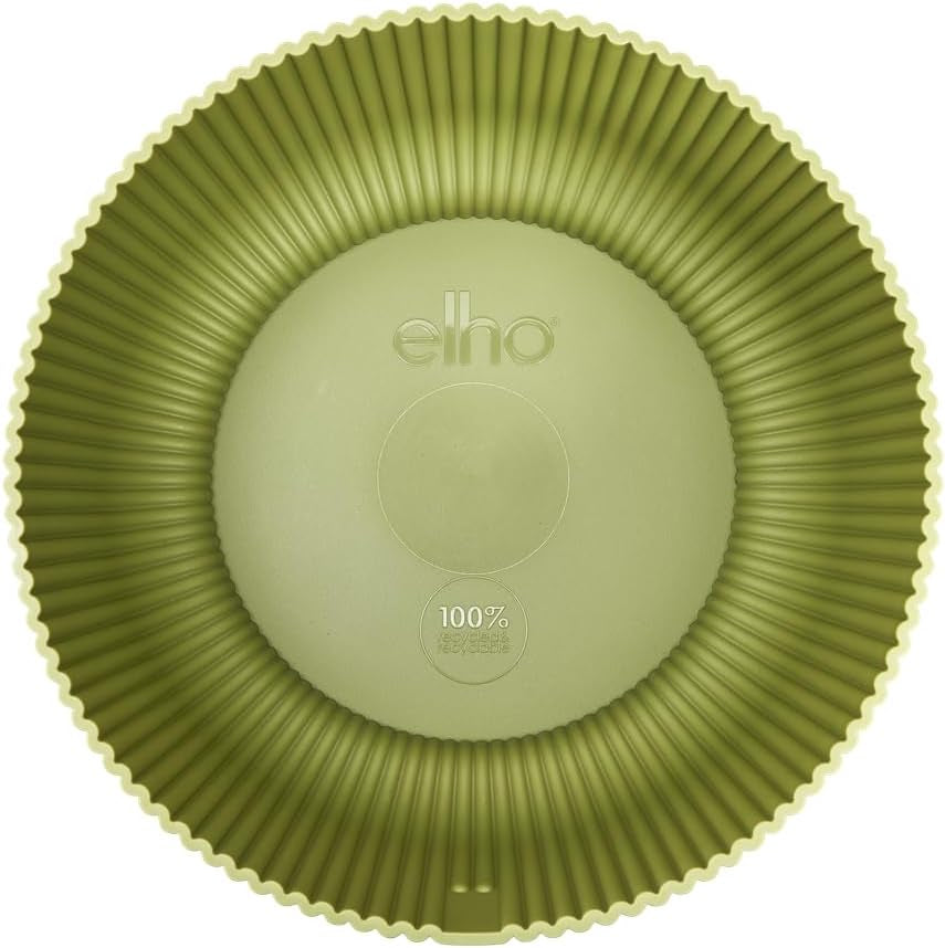 elho Vibes Fold Bowl 25 - Ghiveci de flori de interior - 100% plastic reciclat - Ø 24,9 x H 12,1 cm - Verde/Ferngrün