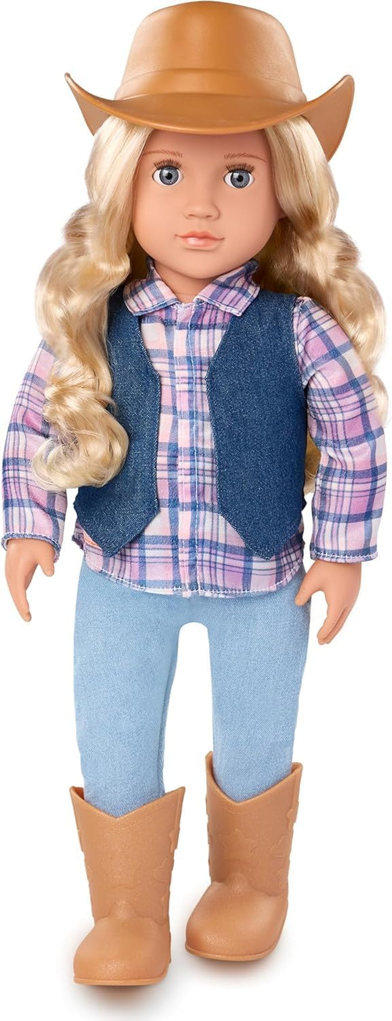 Generációnk - Dustin - 46 cm Junge Puppe - Lebensechte hazelnussbraune Augen und gemwelltes brownes Haar - Outfit im Western-Stil & Country-Hut - Spielzeug für Kinder ab 3 Jahren