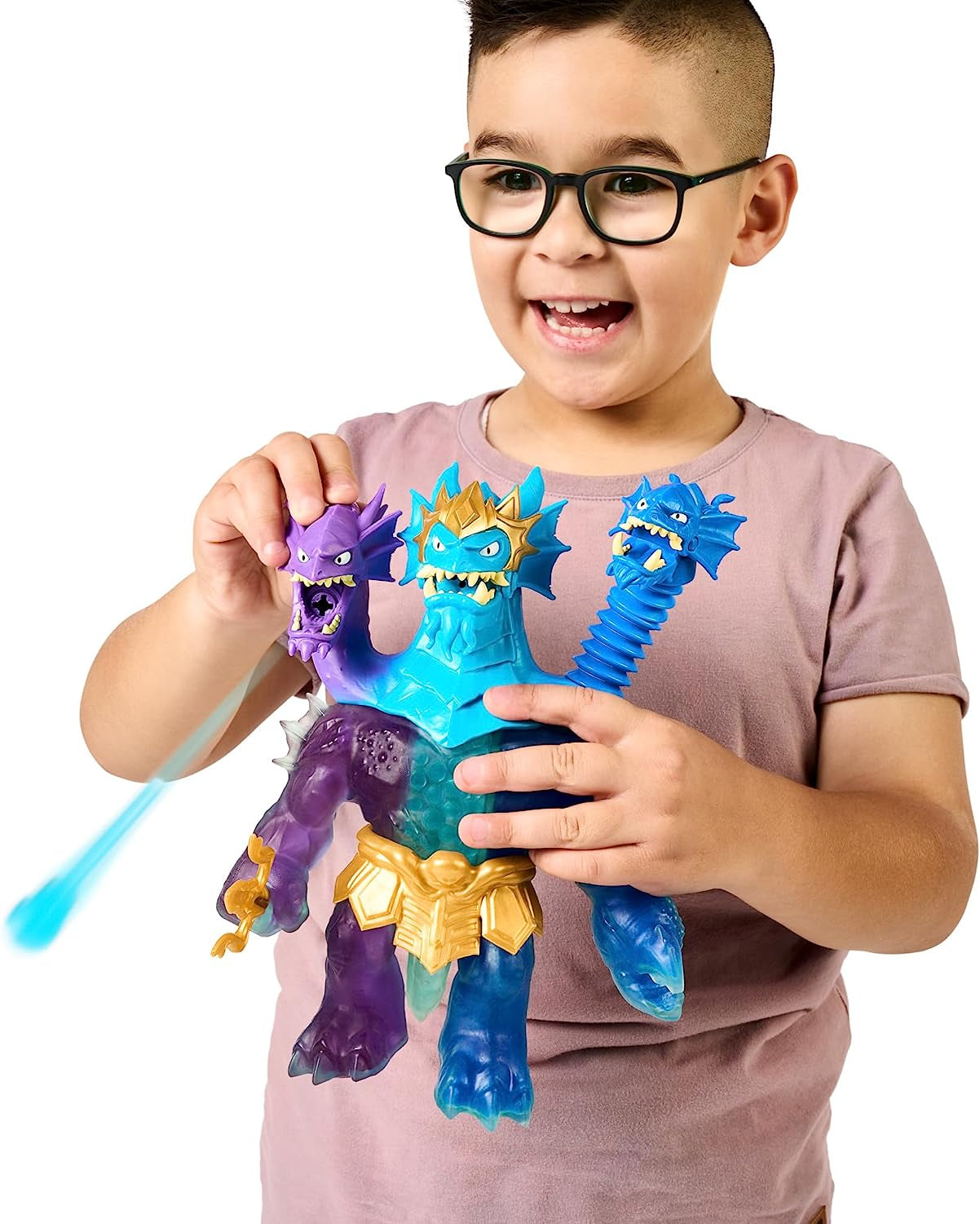 Heroes of Goo Jit Zu Deep GOO Sea King Hydra figurină cu putere de slime 3 în 1, 3 capete și efecte luminoase și sonore Action figures Naty Shop