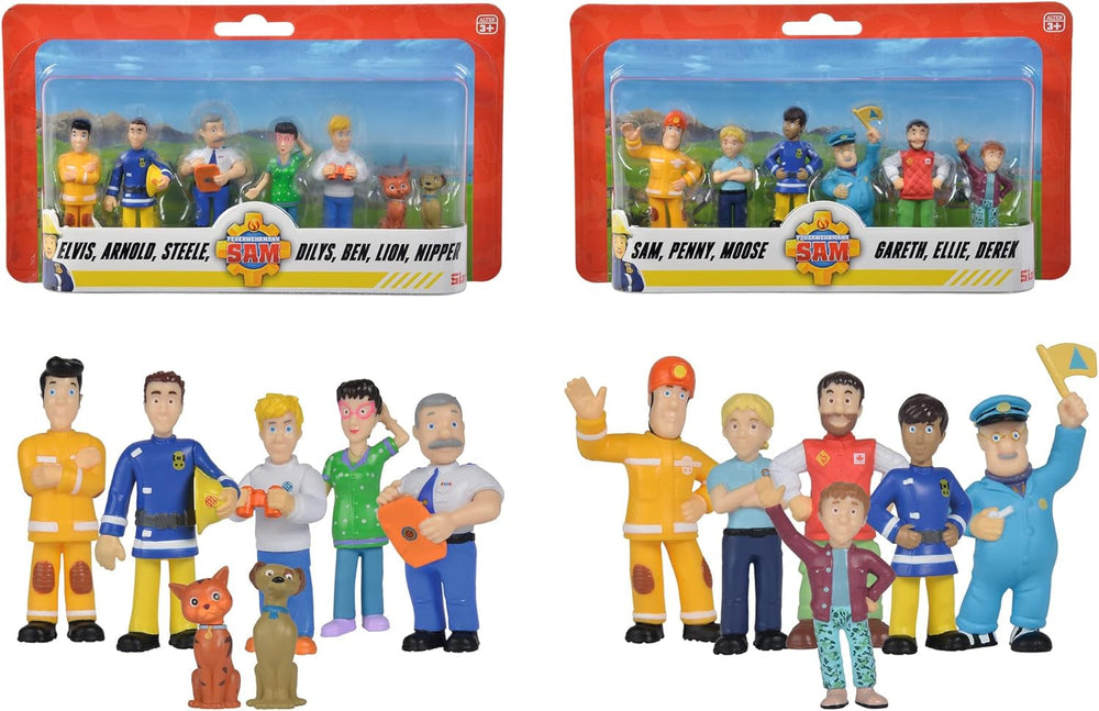 Simba 109252538 - Fireman Sam figurakészlet, 6 részes, 2 válogatott, csak egy változat, 5-7 cm-es játékfigurák, 3 éves akciófigurák Naty Shop