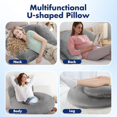 Pernă de citit, pernă de spate în formă de U cu pernă de gât, pernă de gaming gri, pernă pentru citit, joacă, lucru, odihnă
