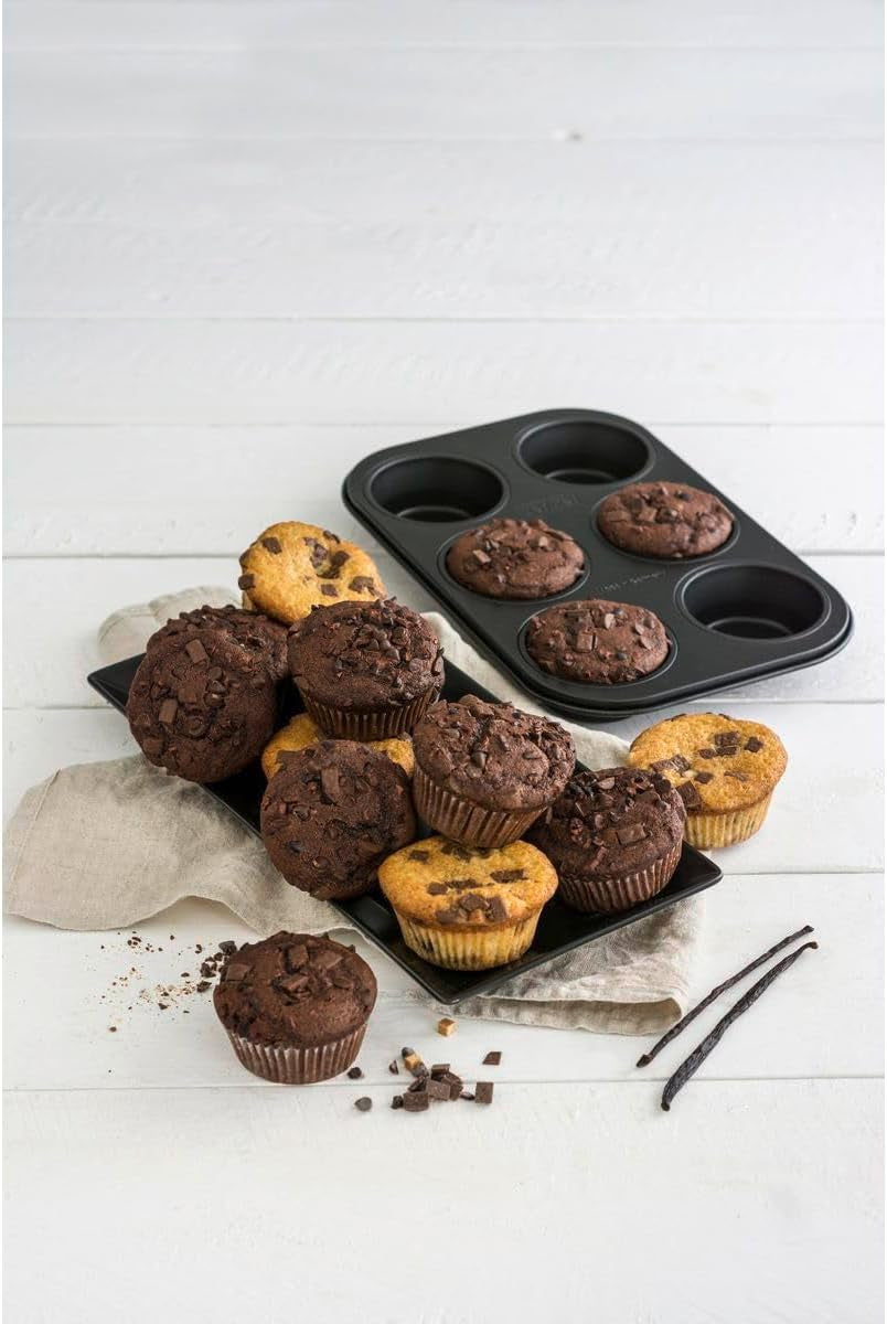 Zenker 6Er Muffinform Black Metallic, 275X190X30 Mm, Teflon Classic Antihaftbeschichtung, Hitzebeständig Bis 230°C, Leichte Reinigung, Ideal Für Köstliche Muffin Formák és tepsi Naty Shop