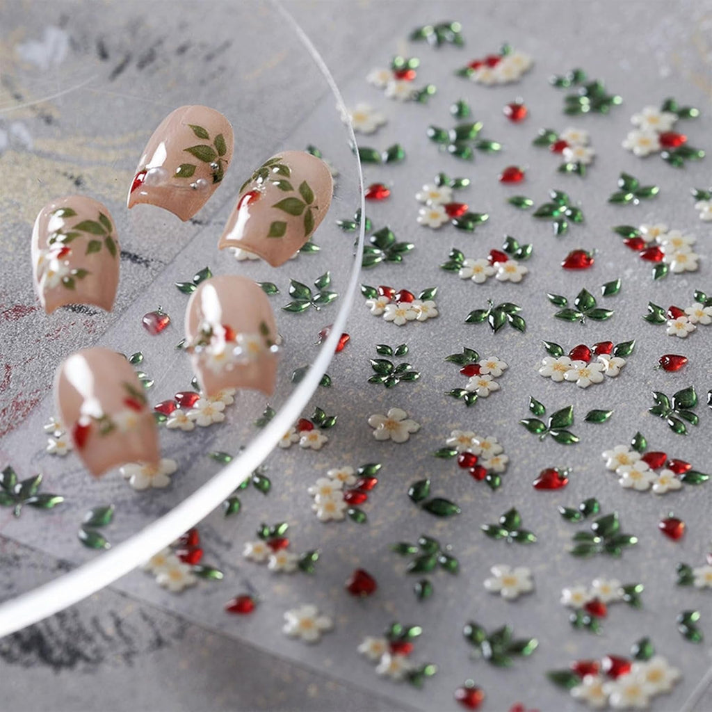 JMEOWIO 3D Nagelsticker Blume Nerdbeerenail Art Sticker Selbstklebend Nagelaufkleber 5D Stereoskopisch Dekoration Nageldesign Zubehör 1 Blatt