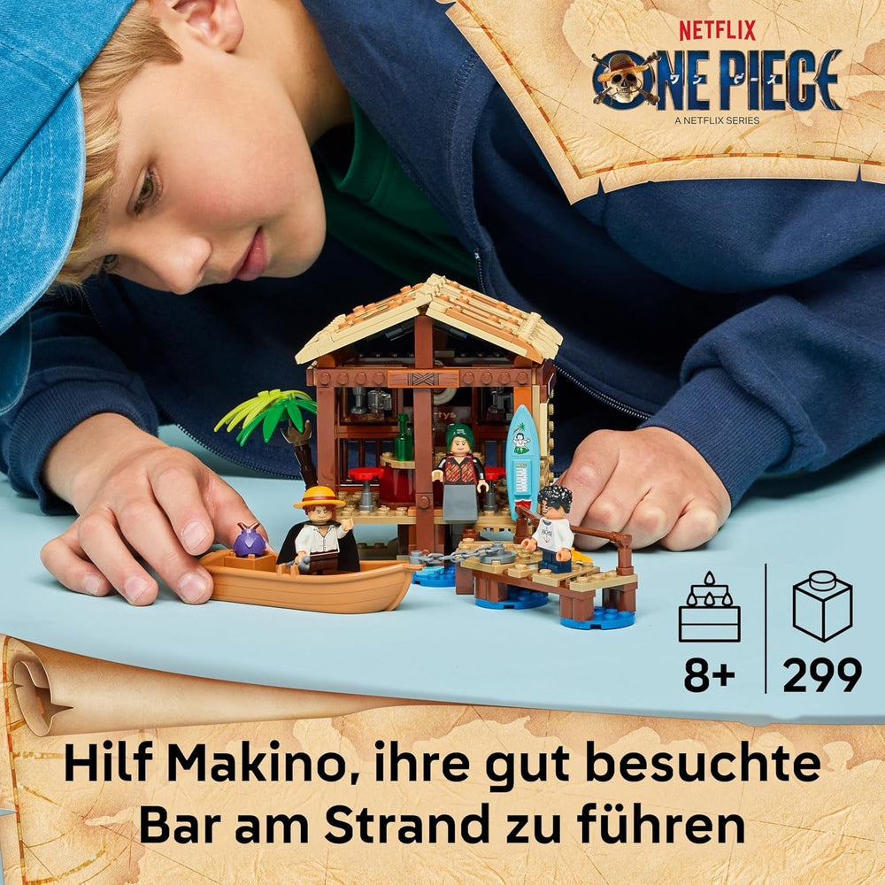 LEGO ONE PIECE Windmühlendorf-Hütte - Spielzeug mit Boot, Jungen Ruffy, Shanks & Makino Minifiguren sowie Zubehör - inkl. Steckbrief - Anime-Geschenk für Jungen, Mädchen & Fans ab 8 Jahren - 75636