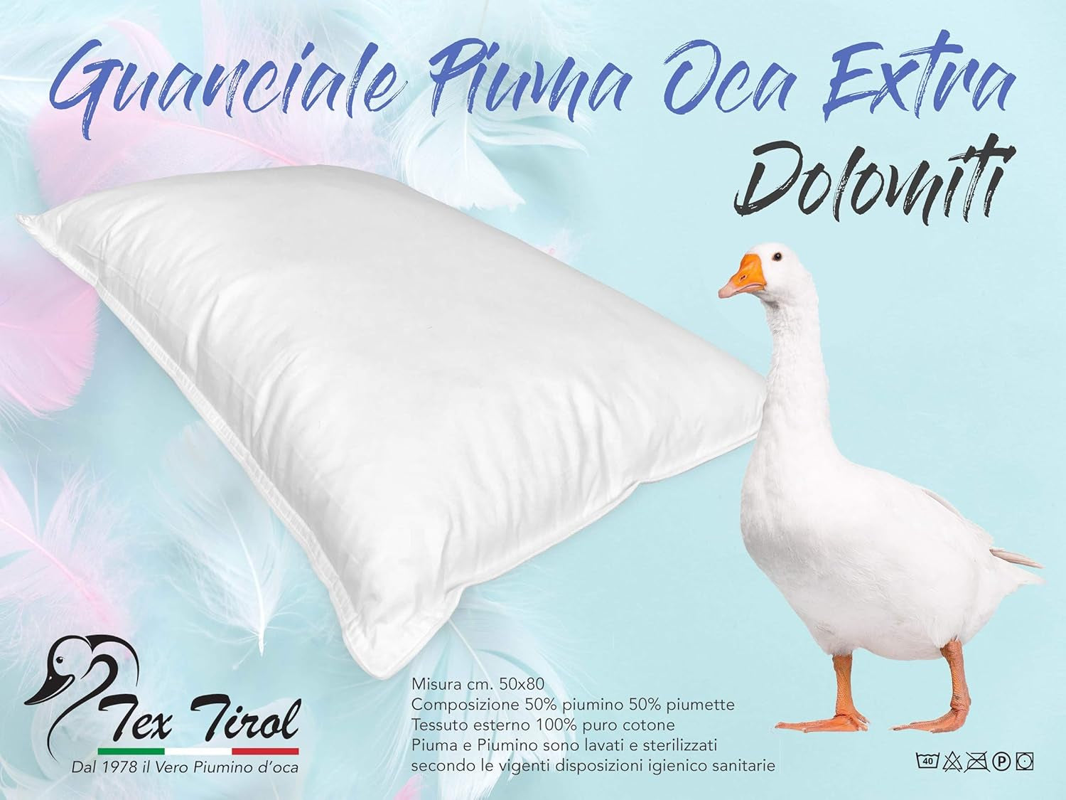 Dolomiti Tex Tirol pernă, puf, puf de gâscă Perne standard Naty Shop