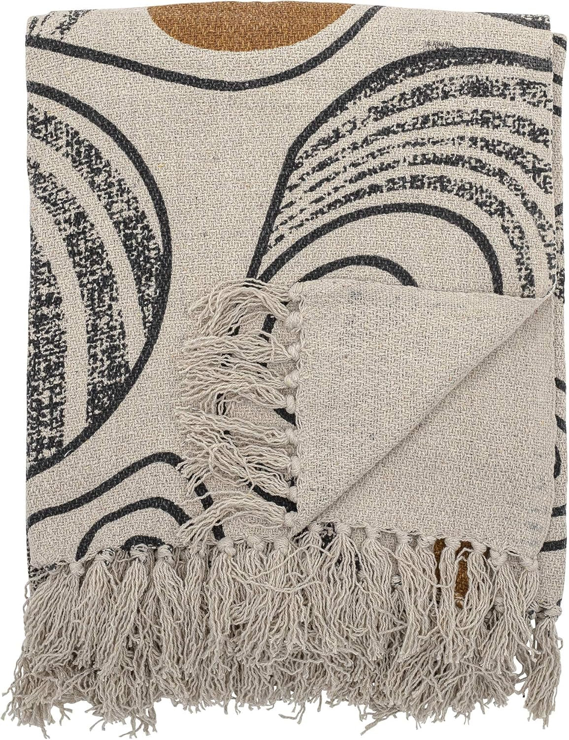 Cuvertură de pat Bloomingville, negru, bumbac, 160cm Paturi si Cuverturi Bloomingville Natura 160cm