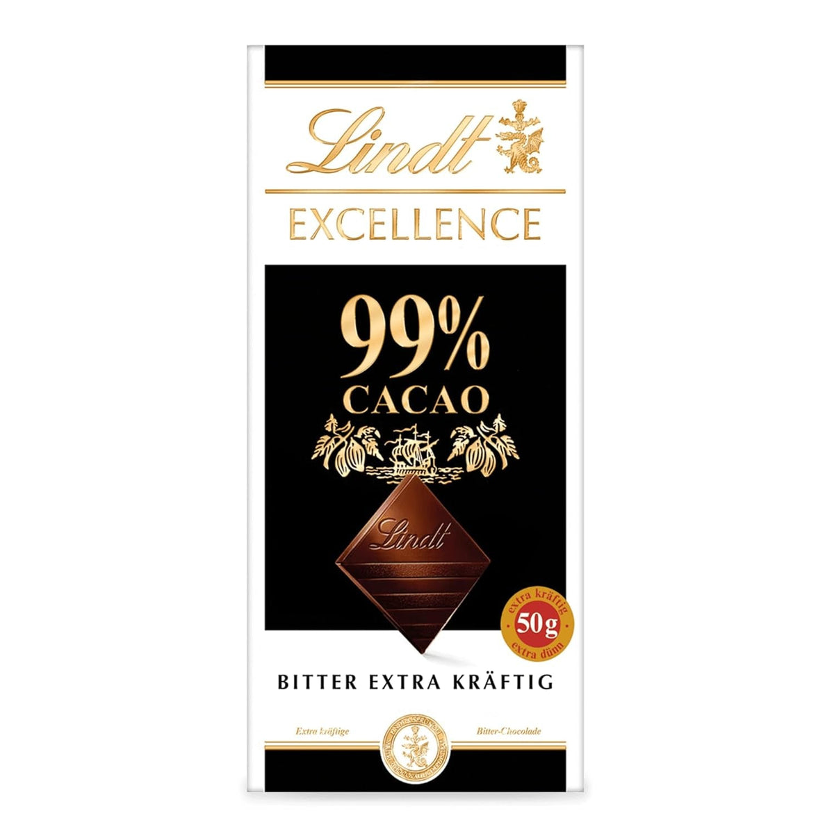 Lindt EXCELLENCE 99% Kakao - Edelbitter-Csokoládé | 50 G Tafel | Extra Kräftige keserűcsokoládé | Kakao-Geschmack erősítő | étcsokoládé | Vegán Schokolade | Schokoladengeschenk Naty Shop alapértelmezett cím