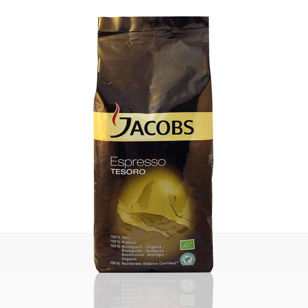 Jacobs Tesoro Espresso Peru - 8 x 1 kg boabe de cafea organice întregi, 100% Arabica