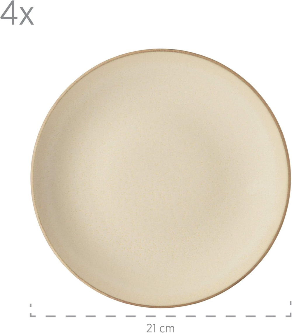 MÄSER 931736 Geschirr-Set Für 4 Personen Im Mediterranen Vintage-Look, 16-Teiliges Kombiservice in Sandigem Grau, Keramik, Sandgrau Seturi vesela masa Naty Shop