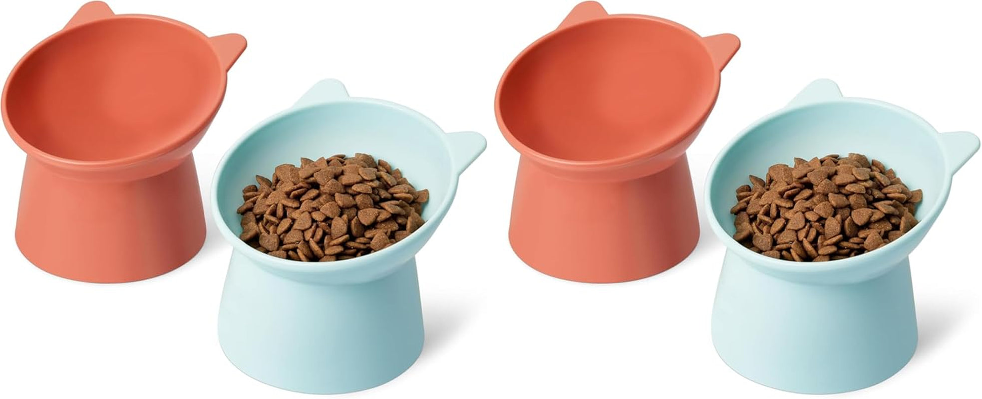 Amazon Basics Futternäpfe für Katzen, Katzenohrform, 2er-Pack, 13,2 × 13,2 × 11,4 cm, narancssárga és kék