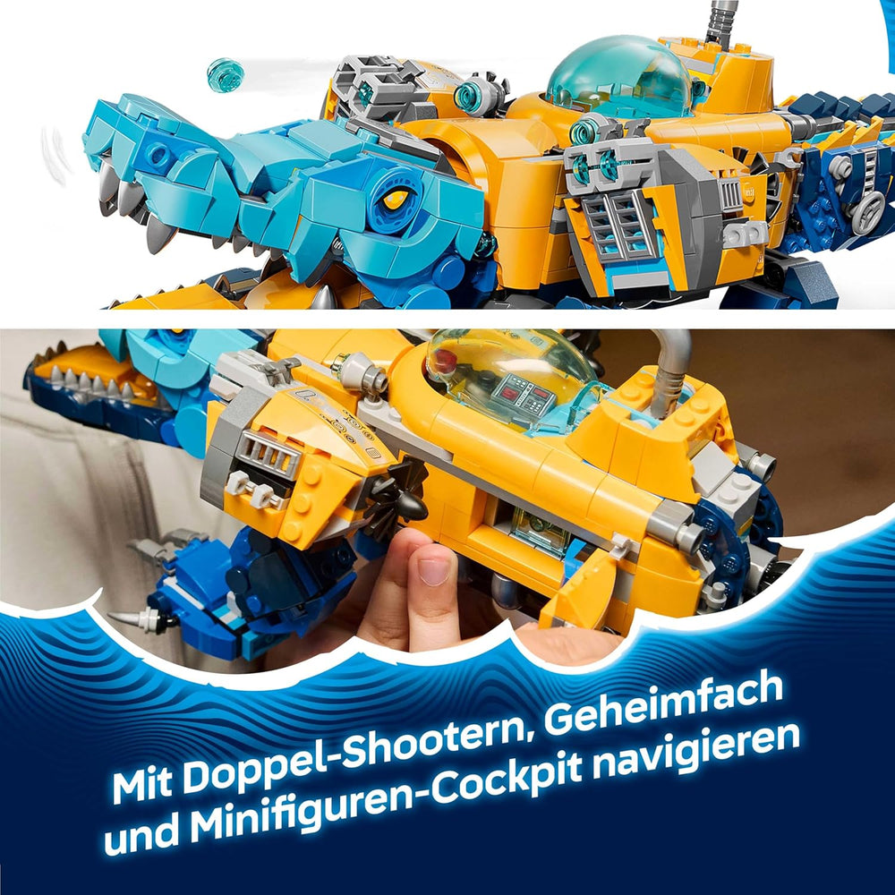 LEGO DREAMZzz 2 az 1-ben Krokodil-U-Boot - Spielzeug verwandelbar az Adler-U-Boot-ban - beleértve. 3 minifigura, 2 Spinnen und Einer sammelbaren blue Treasure-Kreatur - Geschenk für Jungen ab 8 Jahren - 71512