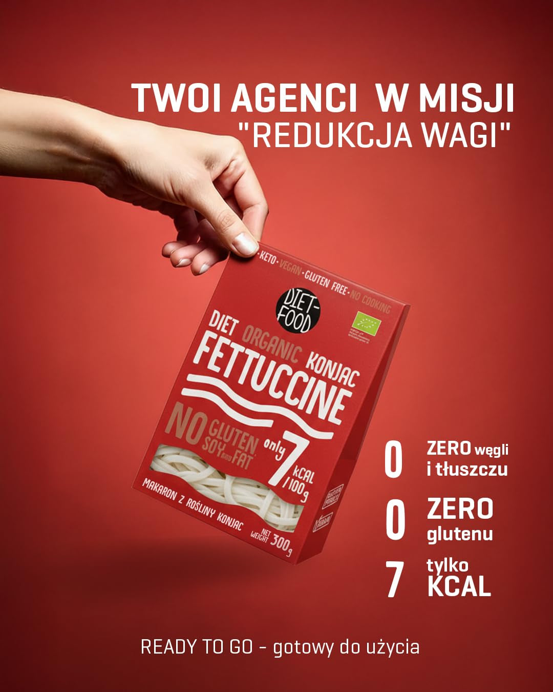 Fettuccine Konjac Noodles Bio Shirataki diétás étel - 300g, alacsony szénhidráttartalmú, cukormentes, keto, vegán, alacsony kalóriatartalmú, glutén- és tojásmentes, Konjac lisztből készült