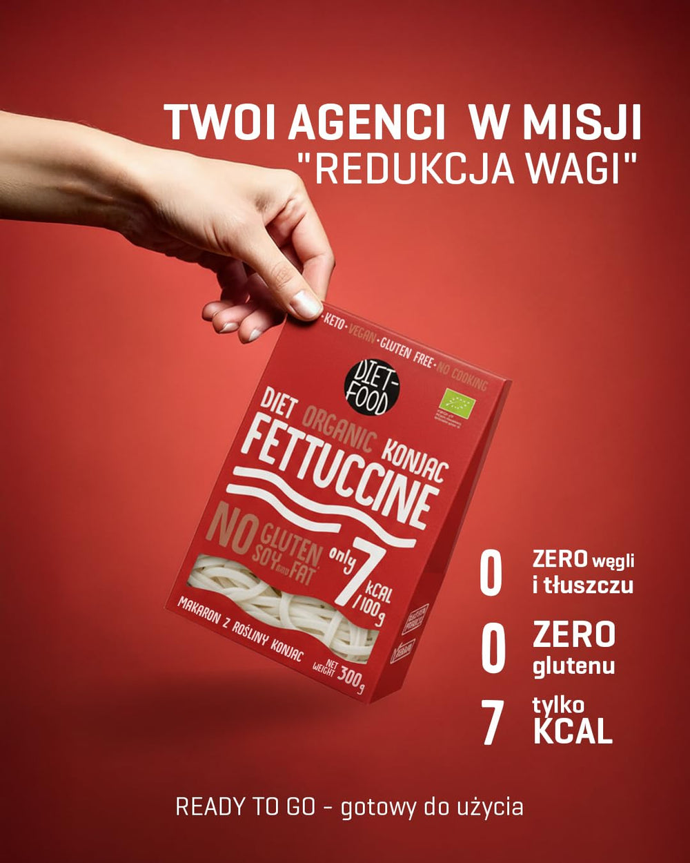 Fettuccine Konjac Noodles Bio Shirataki diétás étel - 300g, alacsony szénhidráttartalmú, cukormentes, keto, vegán, alacsony kalóriatartalmú, glutén- és tojásmentes, Konjac lisztből készült