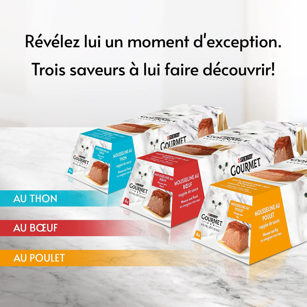 Revelations Musselin mit Huhn mit Sauce | Mahlzeiten für ausgewachsene Katzen | 4 x 57 g