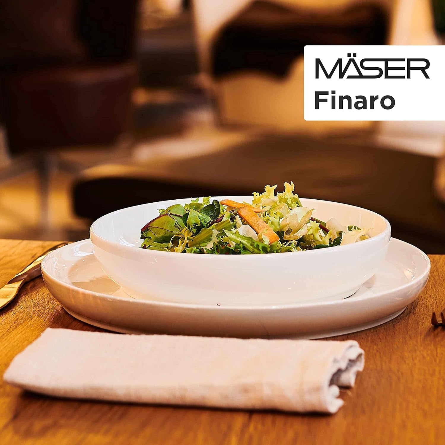 MÄSER 931617 Serie Finaro Geschirr Set Für 4 Personen in Gastronomie-Qualität, Skandinavisches Design, 16-Teiliges Kombiservice, Weiß, Durable Porzellan Seturi vesela masa Naty Shop
