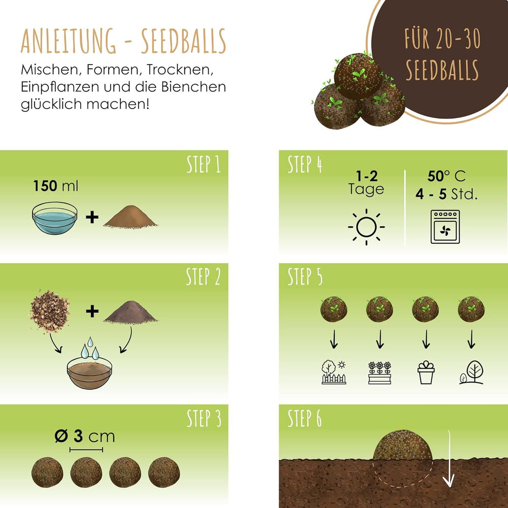 Samenbomben Selber Machen Für Eine Bunte Bienenweide - Bienenfreundlicher Seedbomb Bausatz Für 20-30 Seedbombs