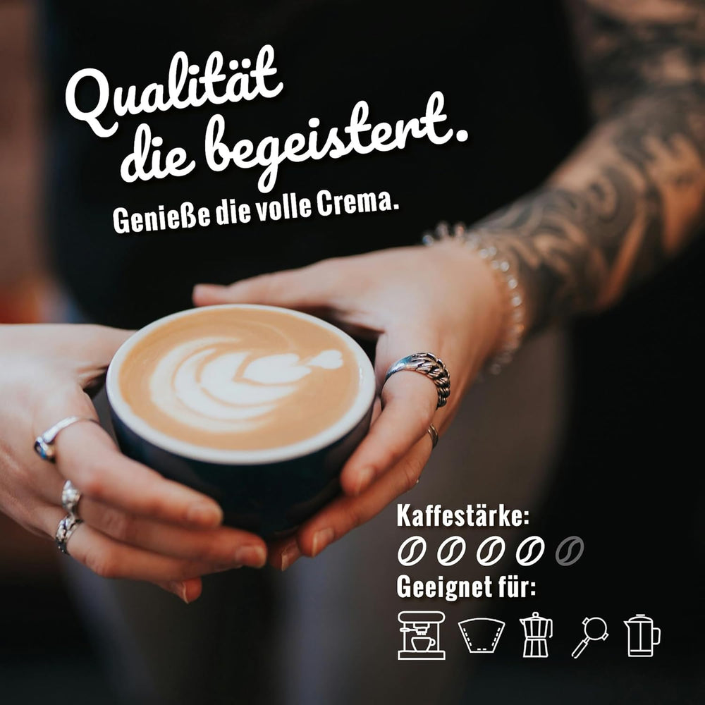 BLANK ROAST - Barista Tattoo Espresso - 1000g - im Langzeit Trommel-Röstverfahren geröstet - Bohnen aus den besten Anbaugebieten - Premium Arabica & Edel Robusta - schokoladig & nussig - säurearm