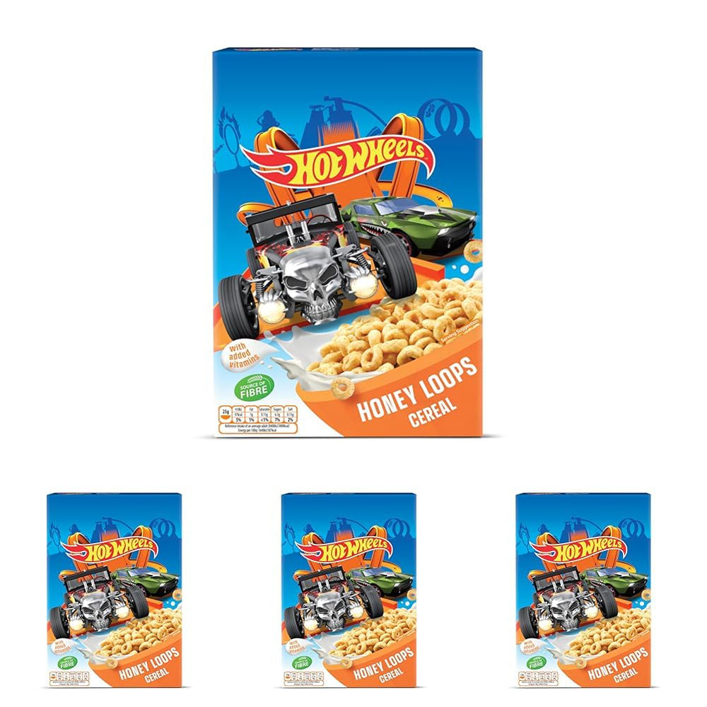 Hot Wheels Honey Loops Ropogós teljes kiőrlésű reggeli gabonapehely hozzáadott vitaminokkal, 1 csomag (1 x 375 g)