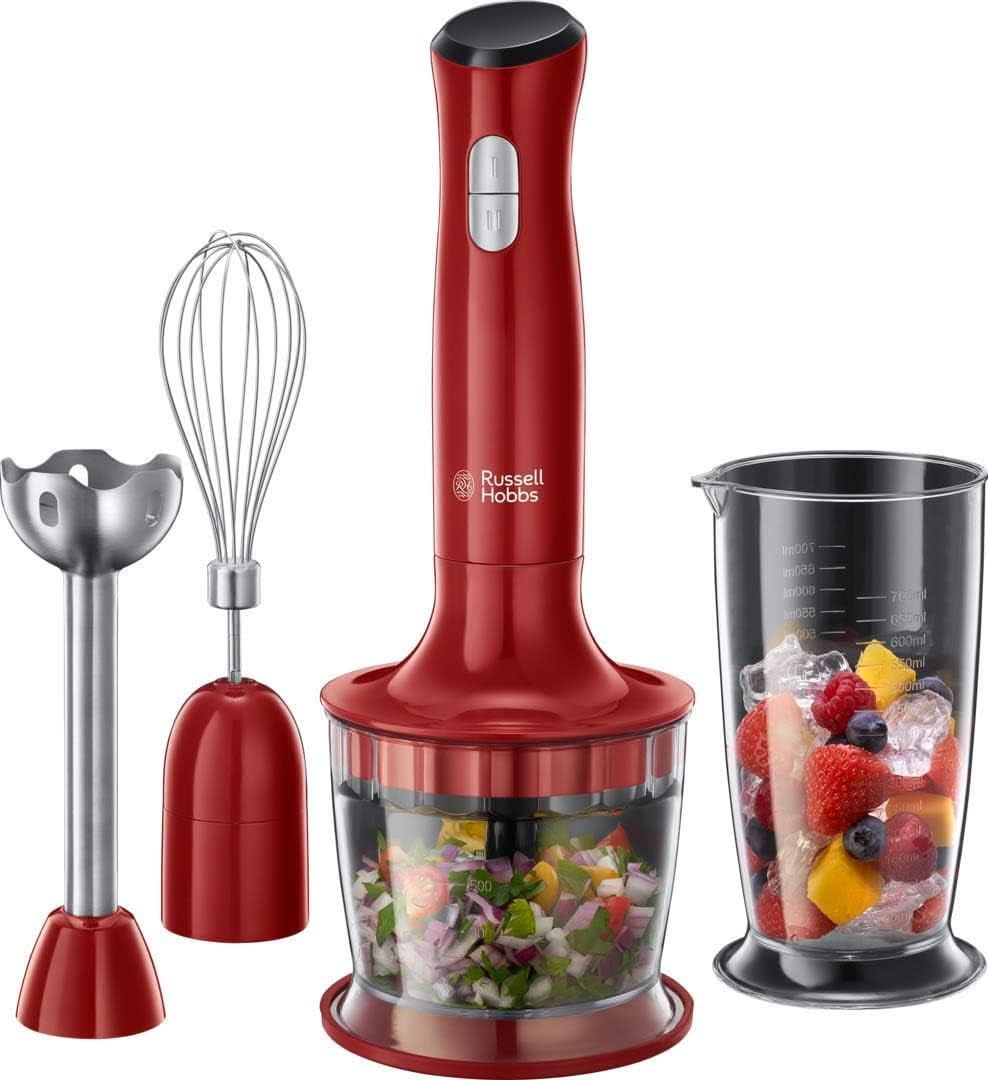Russell Hobbs Standmixer [3-In-1: Pürierstab/Zerkleinerer, Mixer- & Schneebesenaufsatz] Desire Rot (Bpa-Free & Spülmaschinenfestes Zubehör, Für Smoothie, Suppen Saucen, Joghurt Nabynahrung0)- 5 Rot4 Mittel7 Kitchen0