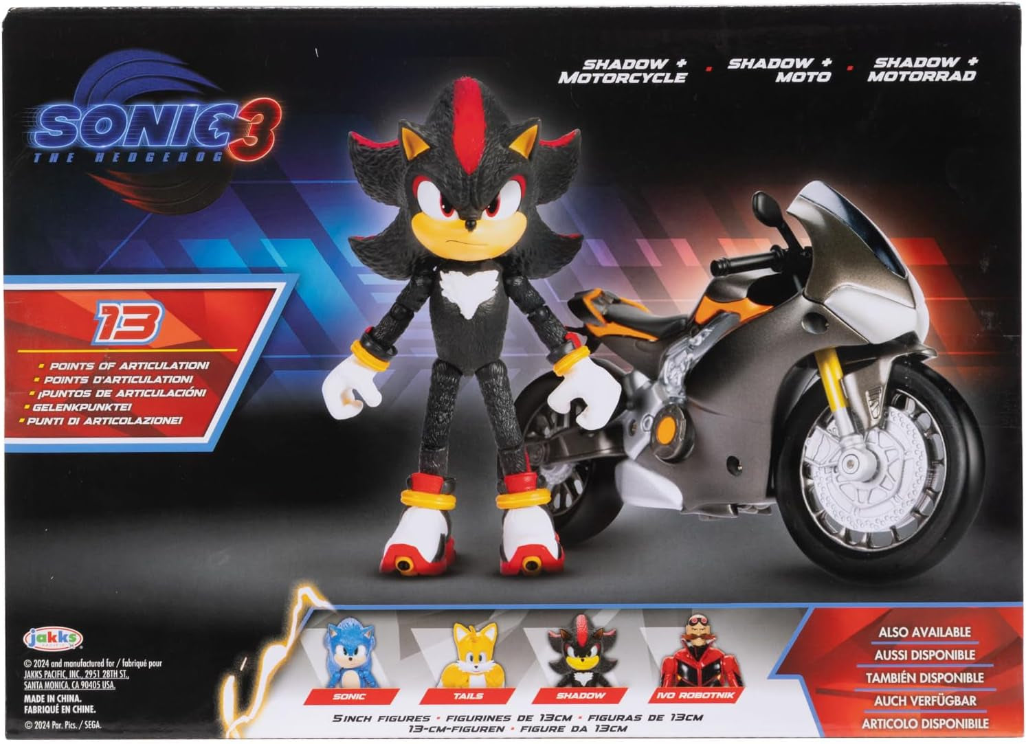 Sonic 3 The Movie Shadow Figure, 15 Cm, Movable, Inclusiv Shadow Mobile de la Jakks Pacific, Acoustic, Negru Action figures Naty Shop