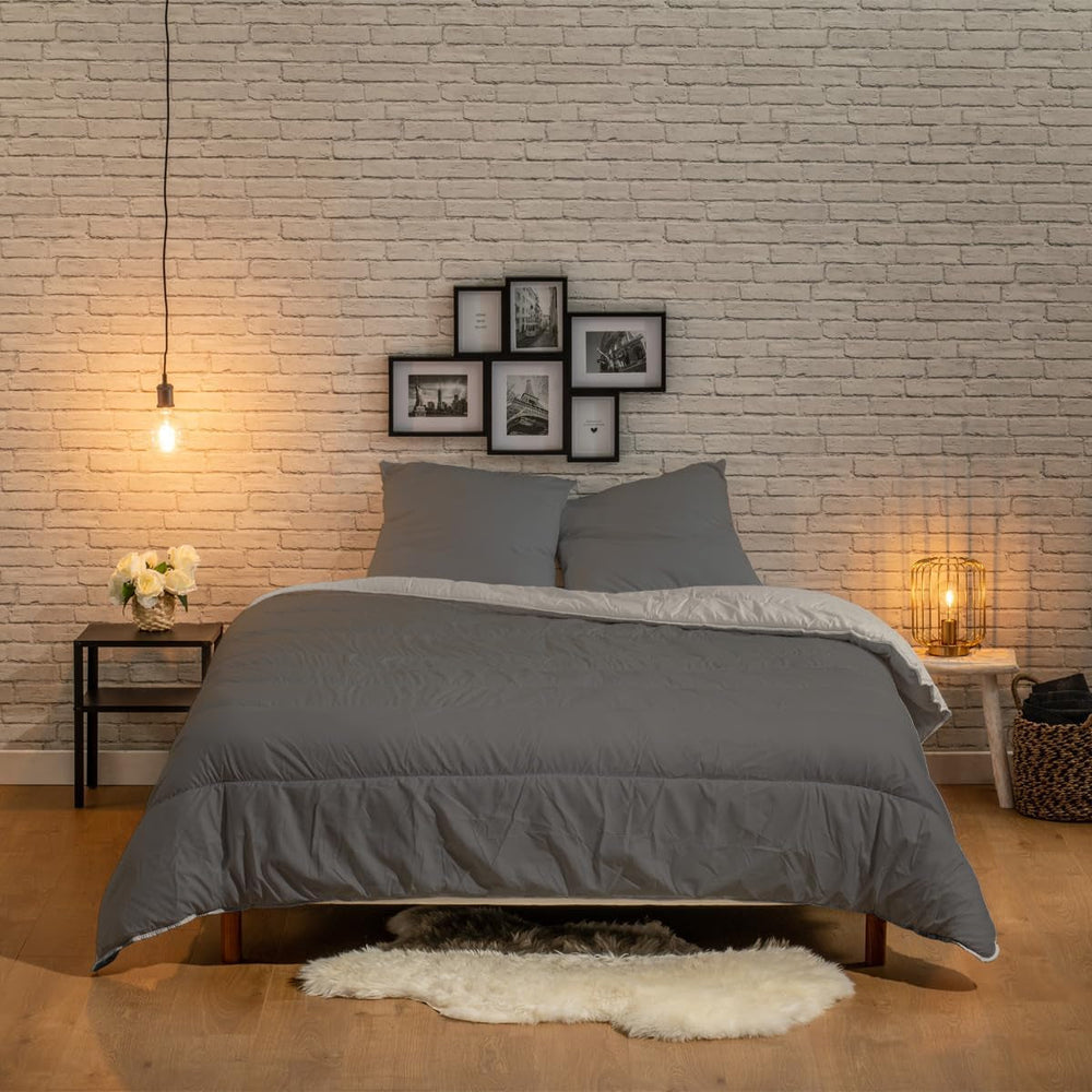 Bleu Câlin bicolor kifordítható paplan 2 személyes, mikroszálas, bordó/borsos, 220X240 cm Paplanok és paplanok Naty Shop Grafit/tűzálló agyag 220 X 240 Cm