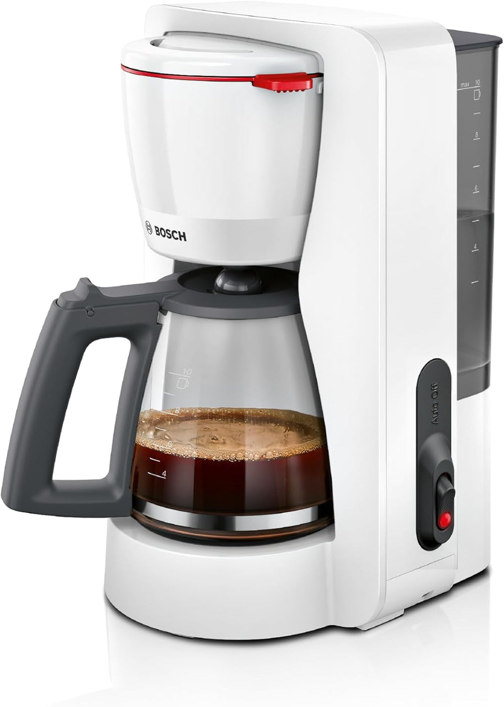 Espressor cu filtru Bosch MyMoment TKA2M113, carafă din sticlă de 1,25 l, pentru 10-15 cești, funcție de menținere la cald timp de 40 de minute, sistem anti-picurare, suport pentru filtru rotativ, rezervor de apă detașabil, 1200 wați, negru mat