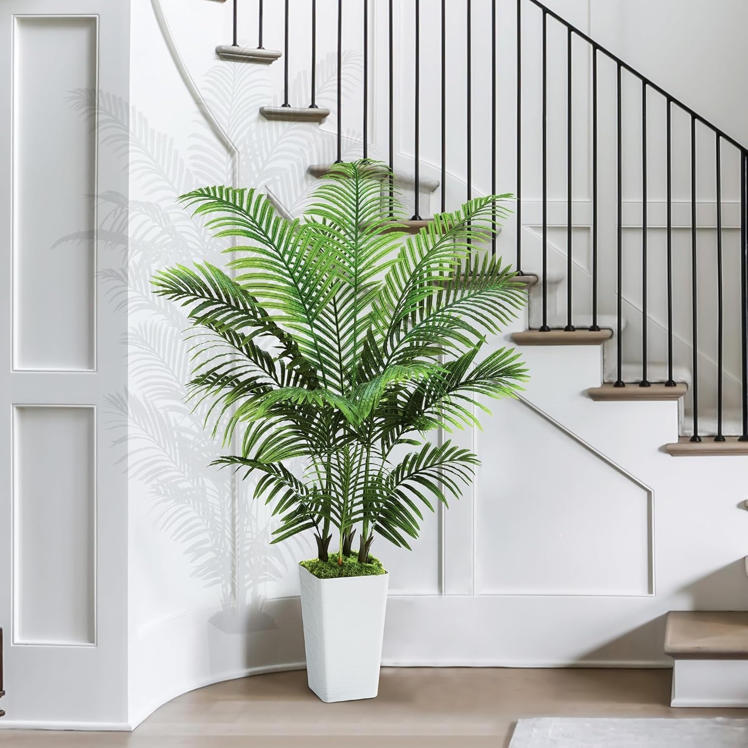 Künstliche Areca Palme Indoor 150Cm - Kunstpflanze Im Topf, Groß Areca Palme Uv-Beständig Für Innen & Außen - Fake Pflanzen Deko Für Wohnzimmer, Balkon, Büro, Garten
