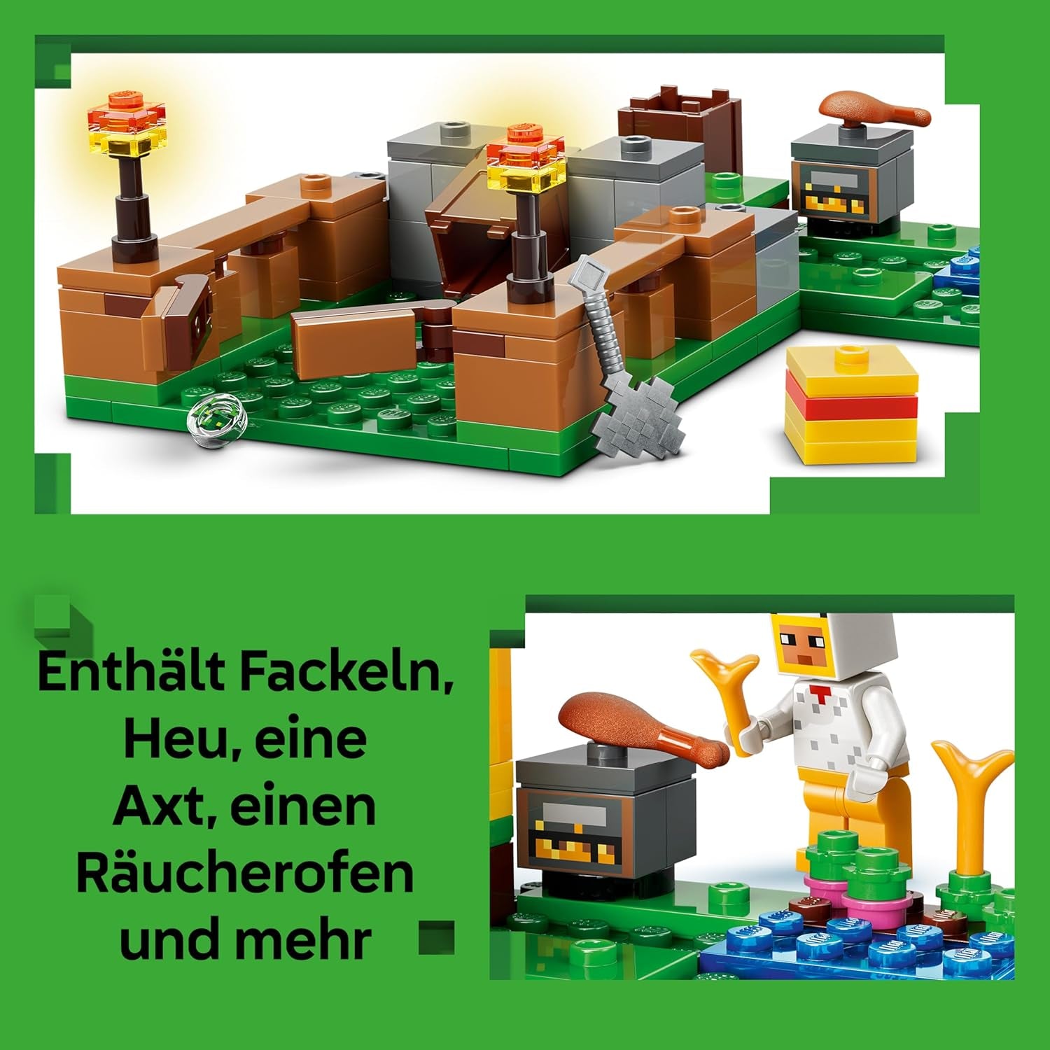 LEGO Minecraft Hühnerfarm - Spielzeug zum Bauen mit Hühner Fan Minifigur, Baby Zombie és Fuchs Figuren - Set mit Minecraft Figur - Gamer Geschenk für Jungen und Mädchen ab 7 Jahren - 21585