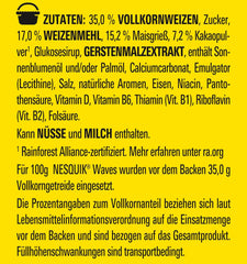 Nestlé Choco Waves, ropogós hullám alakú csokoládé reggeli (33% teljes kiőrlésű gabonatartalom), 1 csomag (1 x 330g)