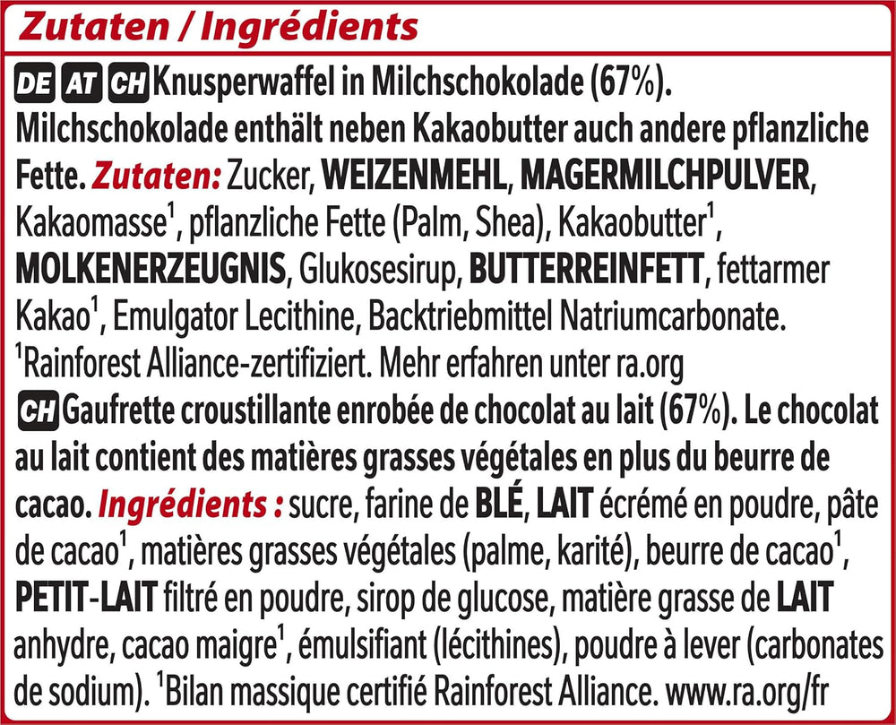 Nestlé KitKat klasszikus csokoládészeletek tejcsokoládé ropogós ostyaszeletek, 24 csomag (24 x 41,5 g)