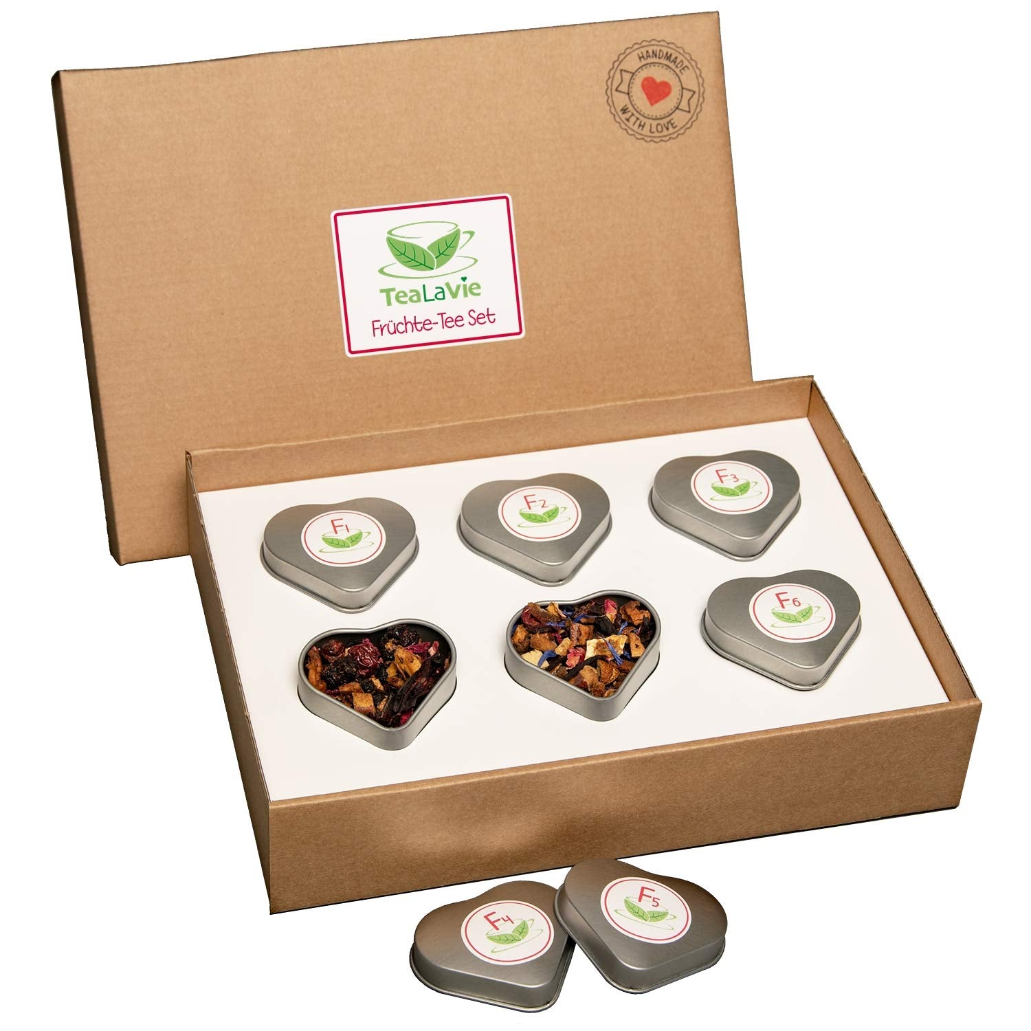 Tealavie Set cadou cu 6 ceaiuri de fructe (60 g) Set de probă Cutie cadou Idei de cadouri de mulțumire pentru femei Colege Ziua Mamei 2024